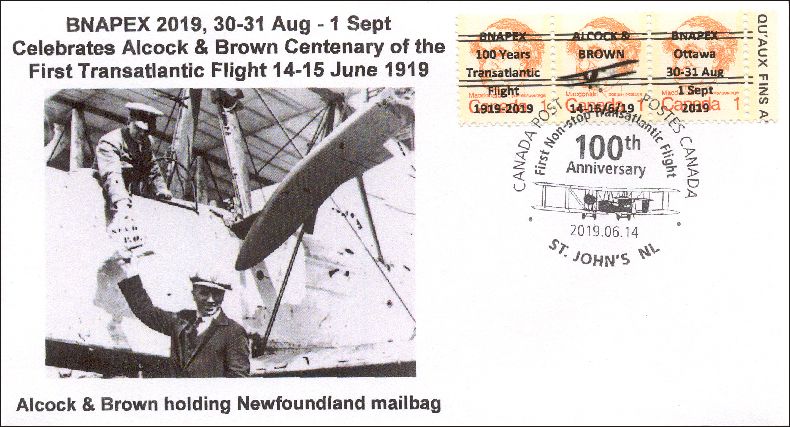 Cover commemorating the Centenary of the first Transatlantic flight by Alcock and Brown,
                     14-15 June 1919