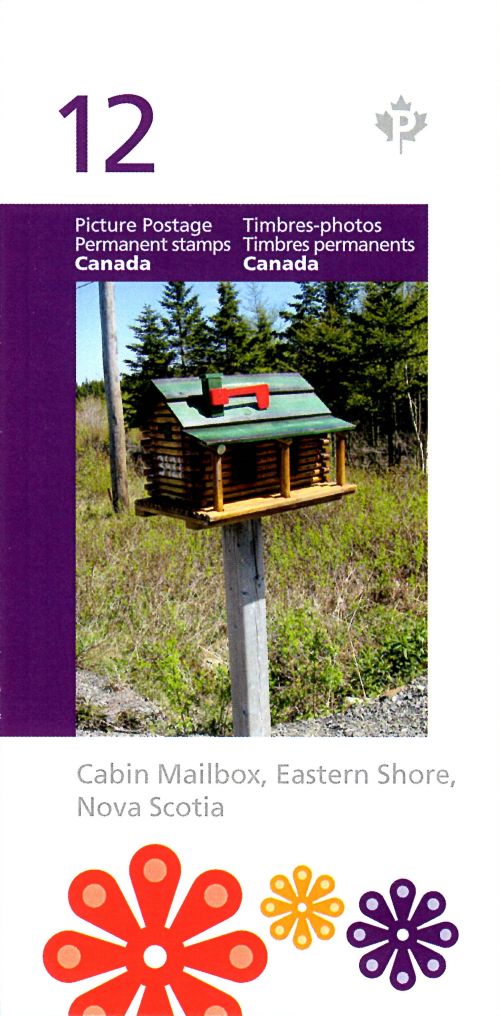 Booklet of Picture Postage stamps showing folk art mailbox shaped as a cabin