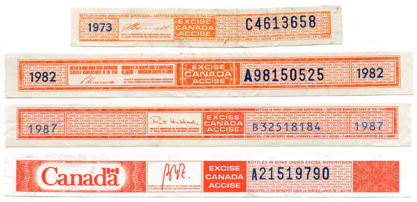 Several Liquor strip-stamps