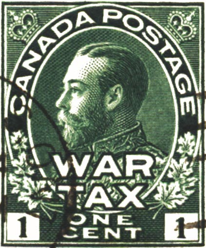 Admiral 1 cent green War Tax stamp