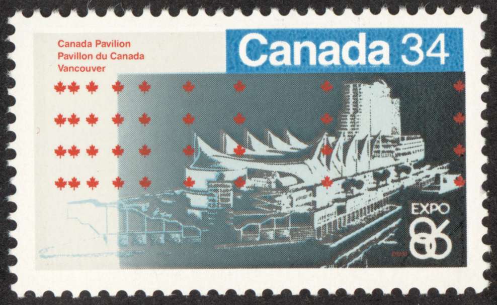 1986 EXPO 86 34 cent Canada
                        Pavilion commemorative stamp