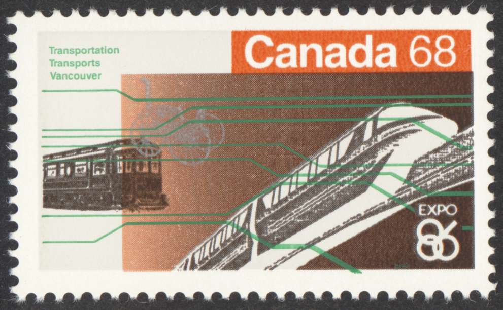1986 EXPO 86 68 cent Transportation
                        commemorative stamp