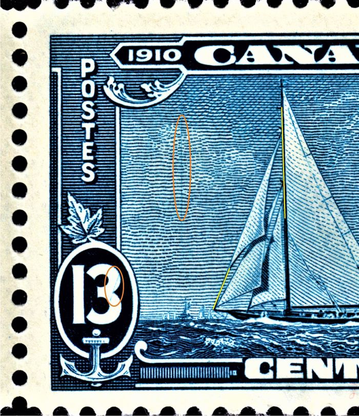 1935 13 cent Royal Yacht Britannia with misplaced entry