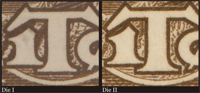 Difference between Die I and Die II on the 2 cent plus 1 cent War Tax