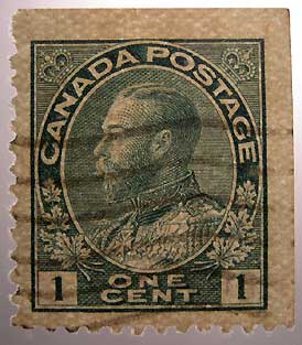1 cent green booklet pane stamp on horizontally wove paper