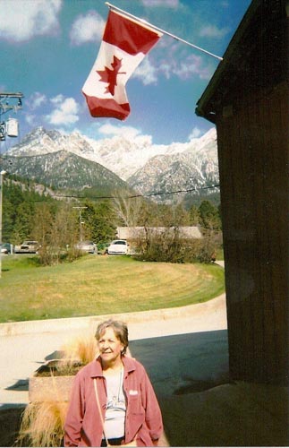 Arline Burnett enjoying the
                view at the Fairmont Hot Springs Resort in the East Kootenays