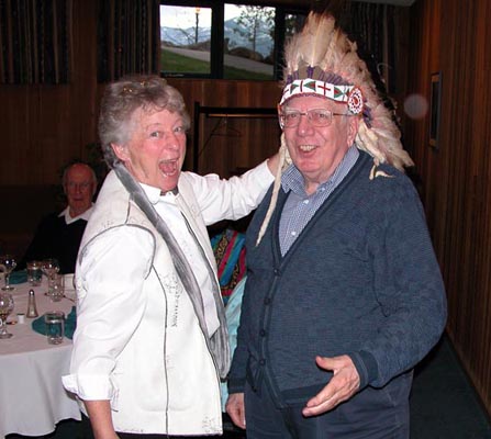 Ed Harris was the first to be asked to wear a
                    hat as the talk discussed local Indian traditions